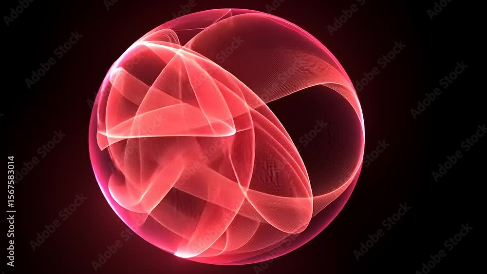 Poster abstract glowing sphere with swirling patterns and vibrant colors, set against a dark background