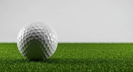 Obraz premium A pristine white golf ball rests on a vibrant green putting surface, ready for the next shot