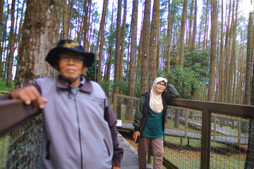 Senior Couple Relaxing in a Tranquil Forest Setting
