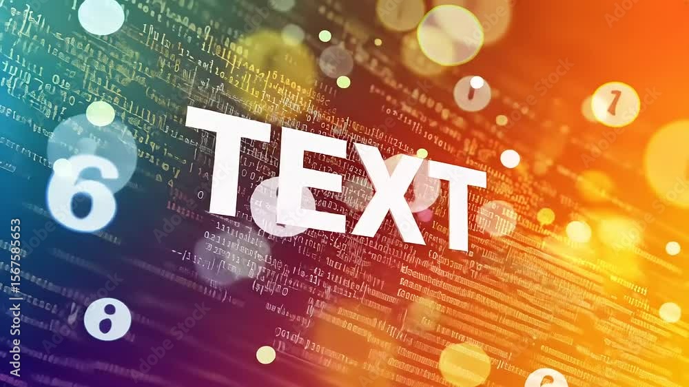 Aufkleber colorful abstract background with digital text and numbers, creating a vibrant tech-inspired atmosph