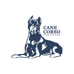 Obraz premium Cane Corso Dog logo design vector. Silhouette Cane Corso Dog Template Illustration. Icon Symbol