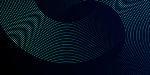 Blue abstract background with glowing circles. Swirl circular lines pattern. Geometric spiral. Twirl element. Modern graphic design. Futuristic technology concept.