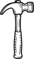 Hammer and nail isolated metal work tool illustration