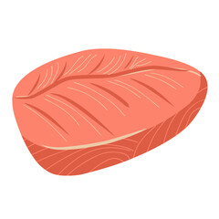 Salmon fillet illustration, salmon meat slices, seafood vector illustration 