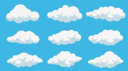 Collection of Cartoon Clouds on a Blue Sky