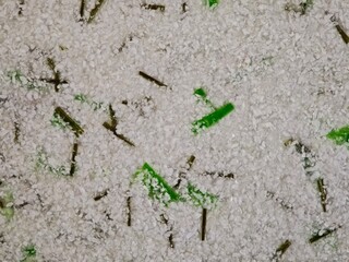 Cotton plaster on the wall mosaic close up macro