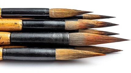 Fototapeta premium Elegant Traditional Chinese Brush and Ink Set, Isolated on a Clear Transparent Background with Pristine High-Resolution Details, Artistic Tools for Design and Compositing
