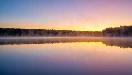 Lake at sunrise with fog landscape nature photography scenic view calm water trees