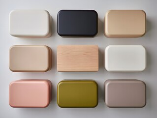 Assorted colorful butter dishes rectangular shapes kitchenware food storage containers