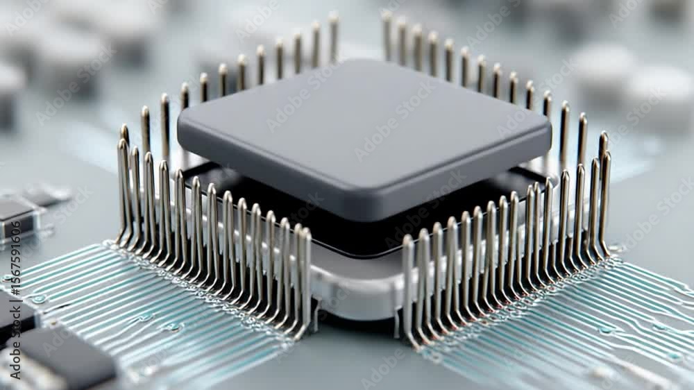 Poster technology's core: a close-up view of a central processing unit (cpu) illustrates the intricate desi
