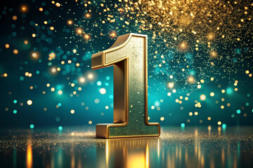 number one on black background