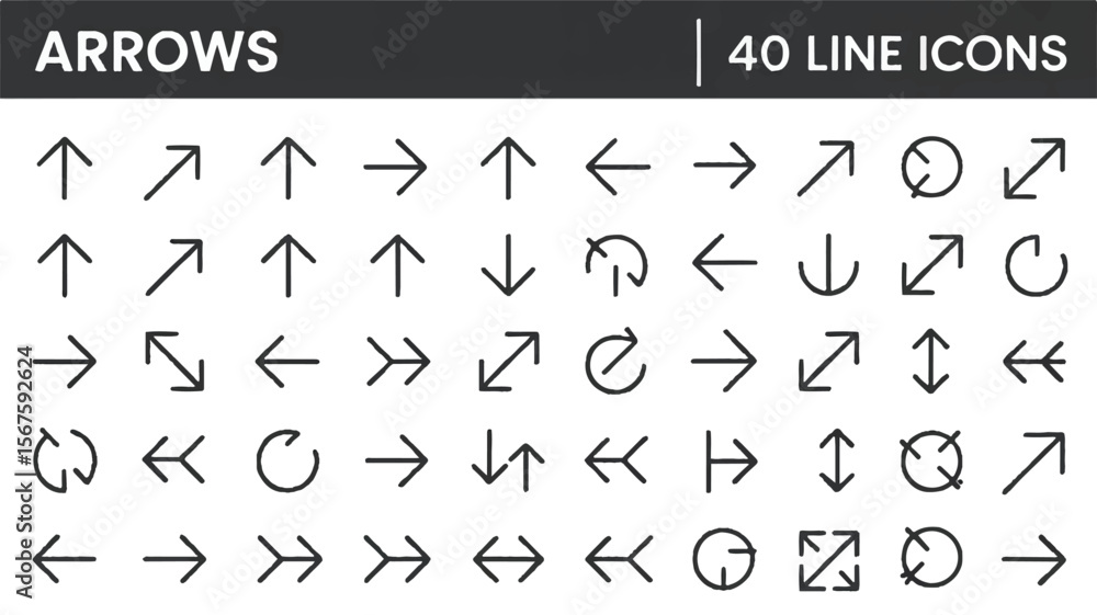Poster diverse arrow icons collection direction navigation