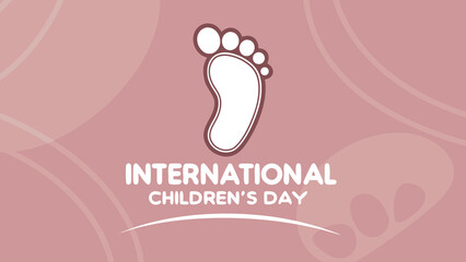 International Children's Day:  A Gentle Pink and White Illustrated Baby Footprint Design, Featuring Abstract Shapes and a Playful, Hopeful Mood, Ideal for Celebrating Childhood.