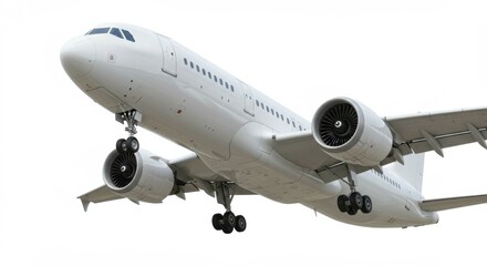 Fototapeta premium A modern passenger jet in flight, showcasing its sleek design and powerful engines