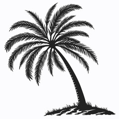 Vector art of a tropical palm tree is isolated on white background