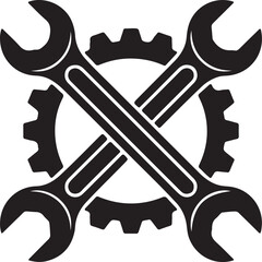 Wrench and screwdriver vector icon set, a black vintage design silhouette for a logo or tattoo illustration