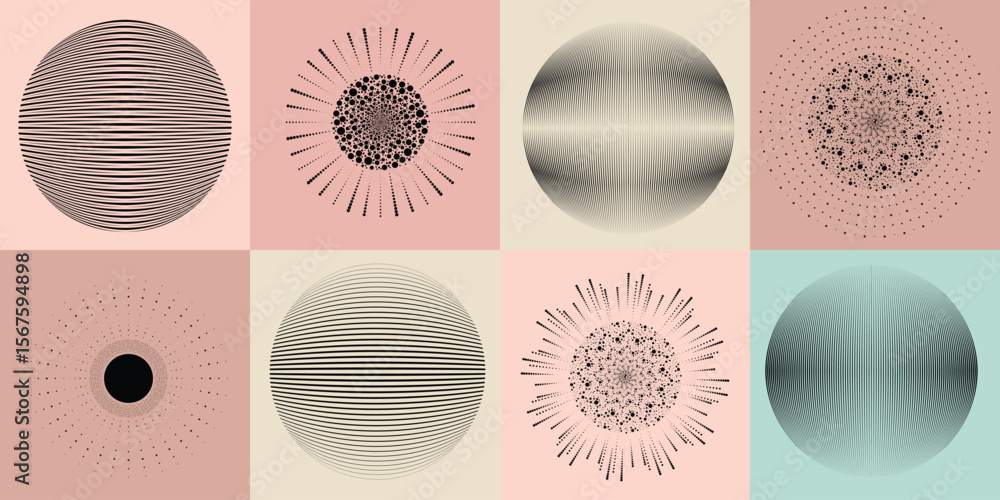 Poster lines and dots in circle form .rotate rounded shape vector illustration .rotating dots form a circle