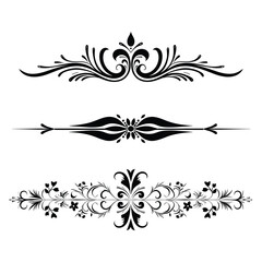 Ornamental Black Page Separator and Decorative Line Elements Set
