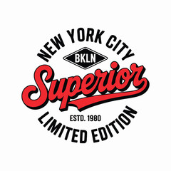 Obraz premium New York, Brooklyn t-shirt design. T-shirt print design in American college style. Athletic typography for tee shirt print in university and college style. Vector — Vector