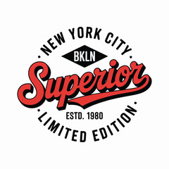 New York, Brooklyn t-shirt design. T-shirt print design in American college style. Athletic typography for tee shirt print in university and college style. Vector — Vector