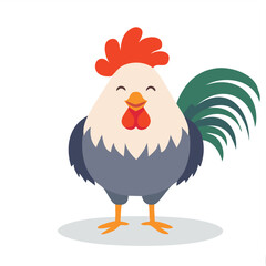 Cute rooster flat vector