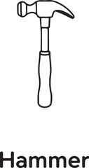 Hammer and nail isolated metal work tool illustration