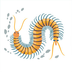 Cute centipede flat vector
