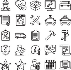 business and finance icons set silhouette vector 