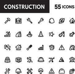 Set of 55 construction line icons for building and repair design