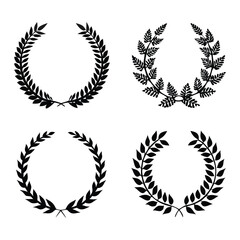 Obraz premium Laurel, Oak, and Wheat Wreaths Silhouette Set – Award & Heraldic Emblem Vector Collection