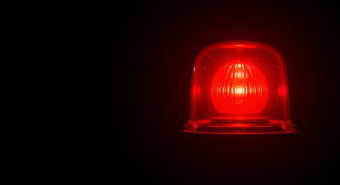 Red warning light against dark background