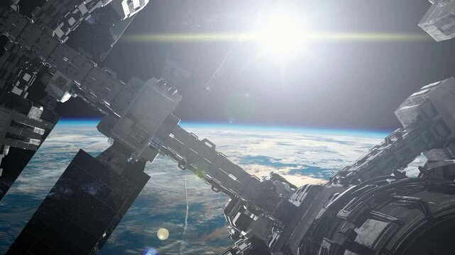 science fiction spaceship flyby planet