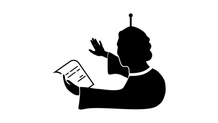 robot lawyer, black isolated silhouette