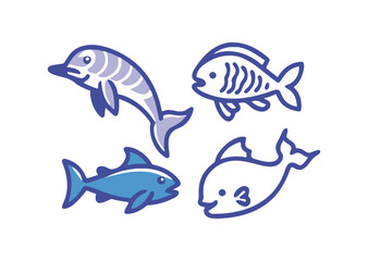 Set of sea Animals vector, Animals Icons