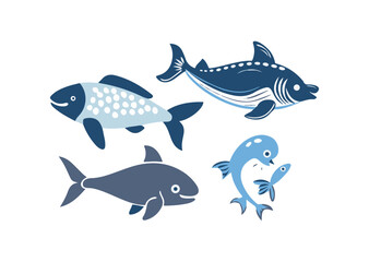 Obraz premium Set of sea Animals vector, Animals Icons