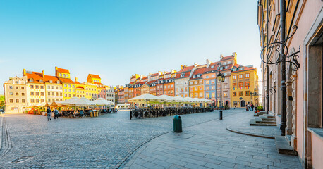 Warsaw old city center, main square near Vistula river in Poland