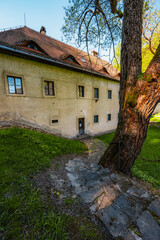Medieval monastery Cerveny Klastor near Peak Tri Koruny or Trzy Korony in Pieniny National park in Slovakia and Poland © Zedspider