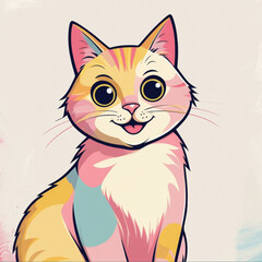 Fototapeta premium Cute smiling cat vector for editor material and children's magazine material