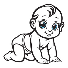 Adorable Baby Crawling Cartoon Image	