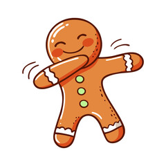 Obraz premium Gingerbread man cartoon character dabbing vector Hand Drawn Illustration 