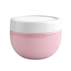 Pink cosmetic jar with white lid beauty product packaging design