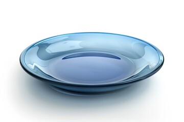 high quality image of Blue glass plate placed on white background
