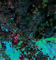 Beautiful design background.The painting is in the Impressionist style. Dabs of paint, a swirl of petals in the wind. Beautiful art design for your card, invitation, design. Watercolor, oil painting.