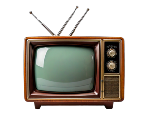 Front view old vintage tv isolated on white background