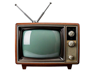 Front view old vintage tv isolated on white background