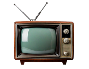 Front view old vintage tv isolated on white background