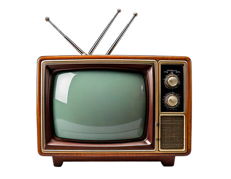 Front view old vintage tv isolated on white background