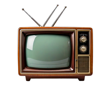 Front view old vintage tv isolated on white background
