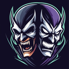 illustration of an evil scary mask