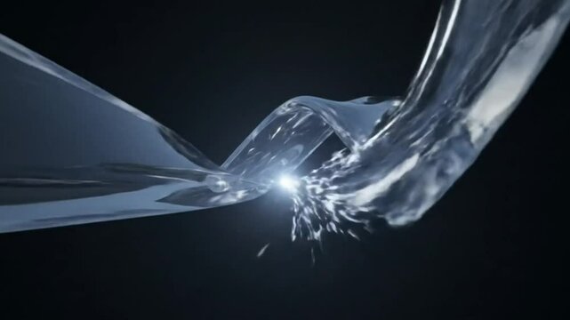 Light Particle Racing Along Reflective Glass M&ouml;bius Strip with Motion Blur and Curved Perspective